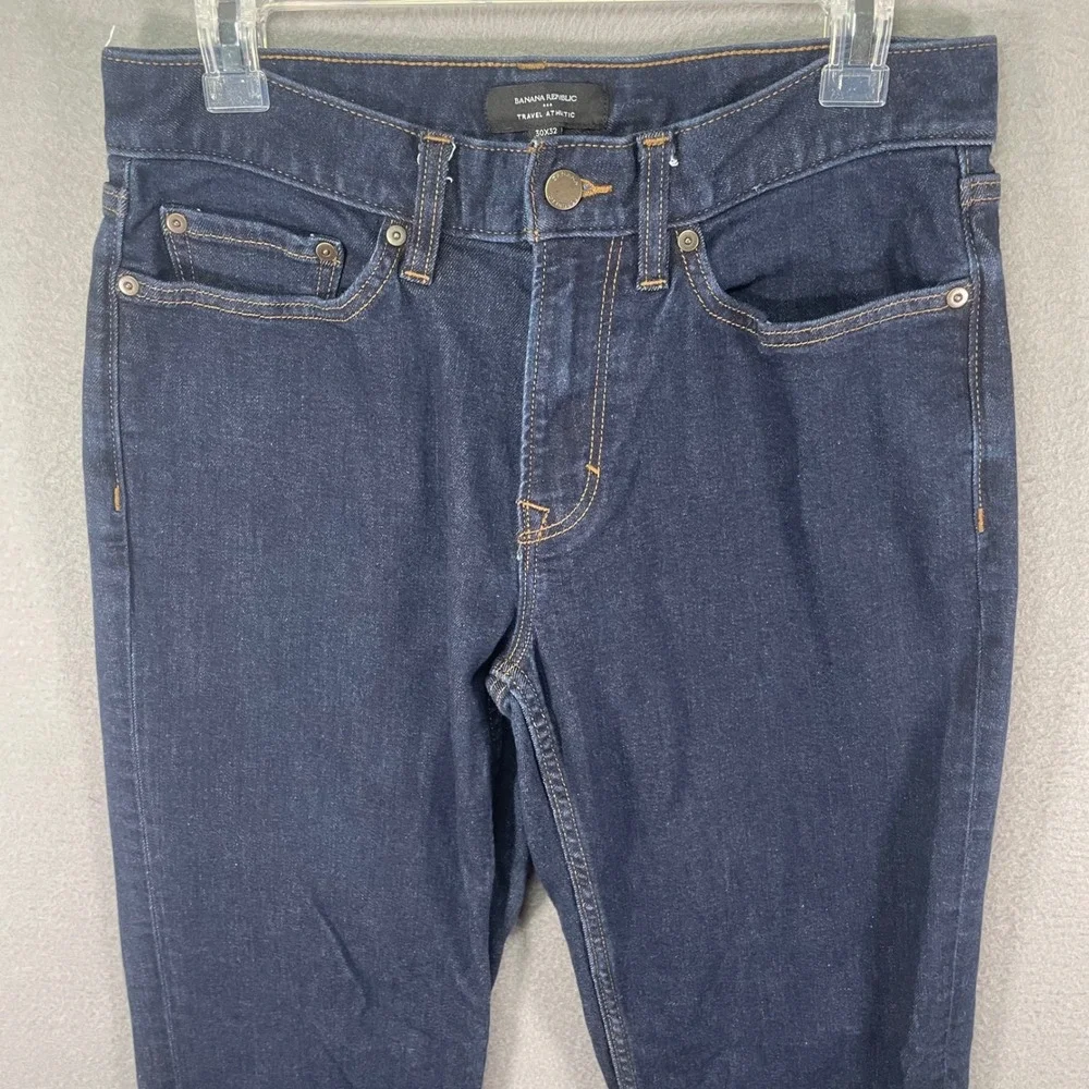 Banana Republic Travel Athletic Jeans Mens 30x32 Indigo Rinse‎ Wash Excellent